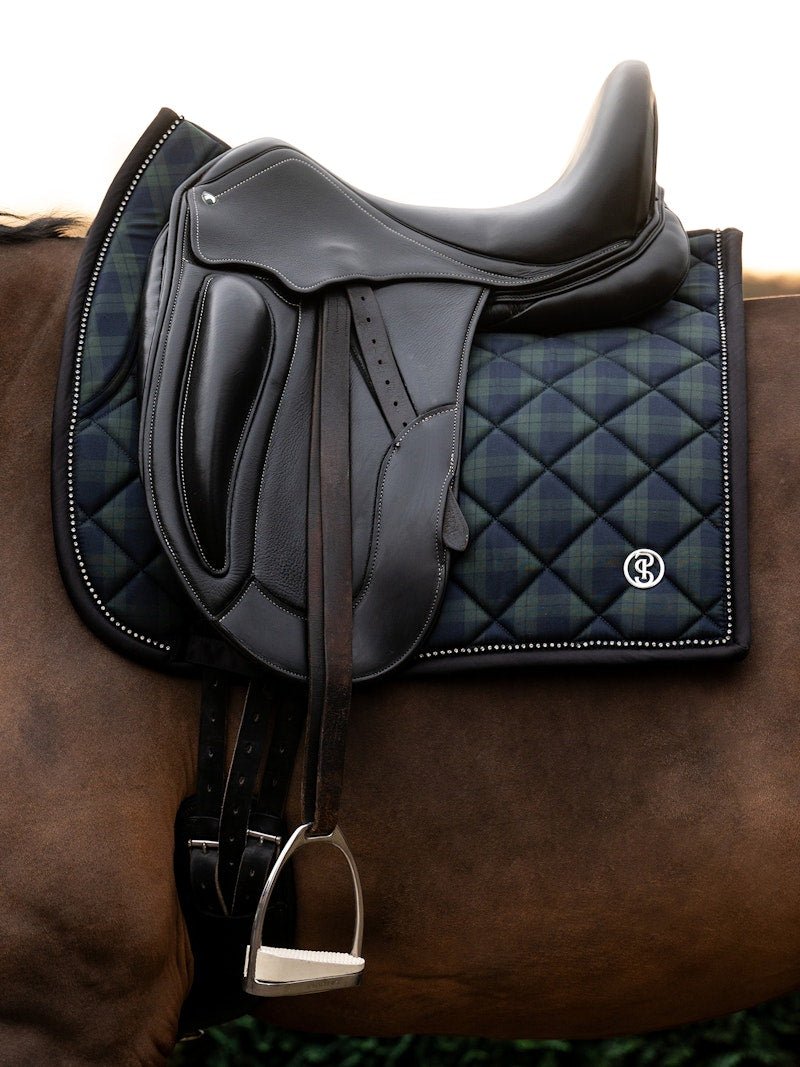 PS of Sweden Saddle Pad Tartan Checked Dressage - Midnight green - PS of Sweden - Equiluxe Tack