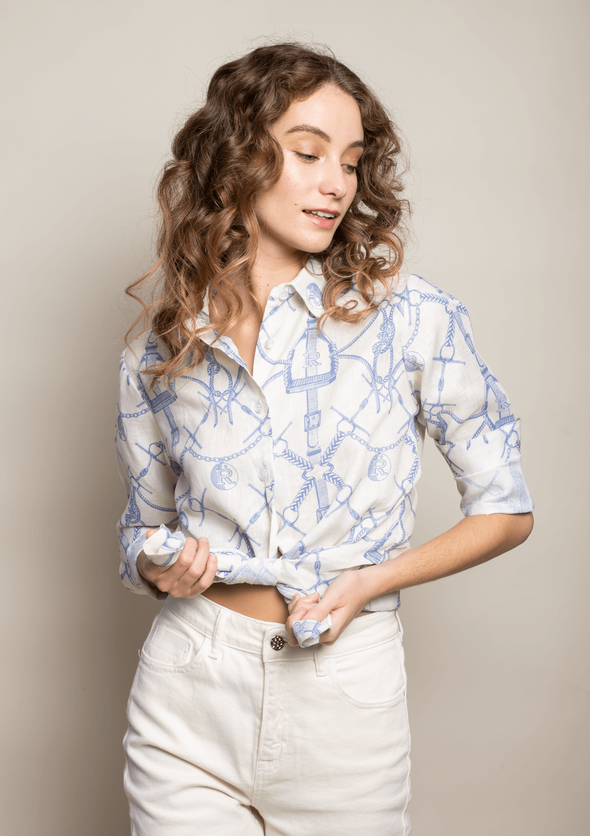 Rönner Basic Linen Shirt | Morsetti Print | Cielo - Rönner - Equiluxe Tack