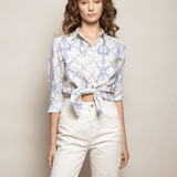 Rönner Basic Linen Shirt | Morsetti Print | Cielo - Rönner - Equiluxe Tack