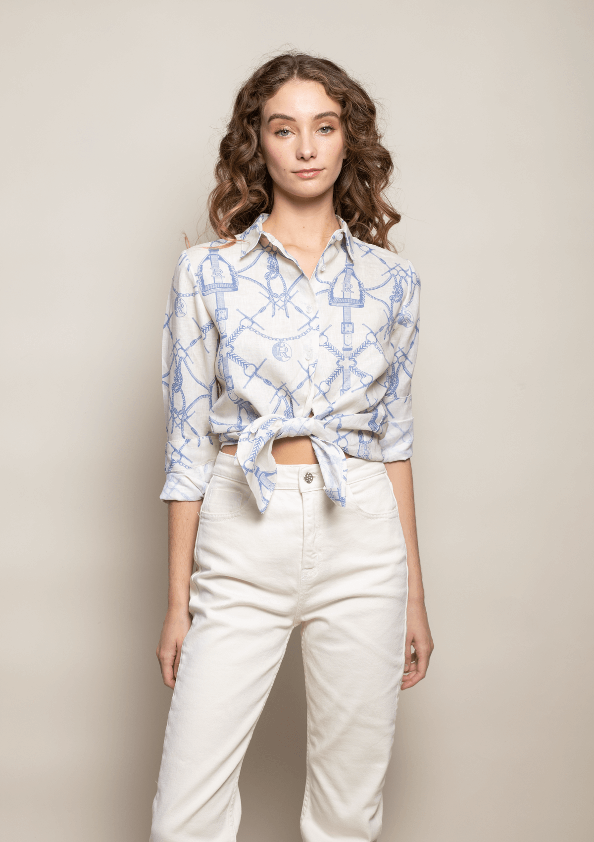 Rönner Basic Linen Shirt | Morsetti Print | Cielo - Rönner - Equiluxe Tack