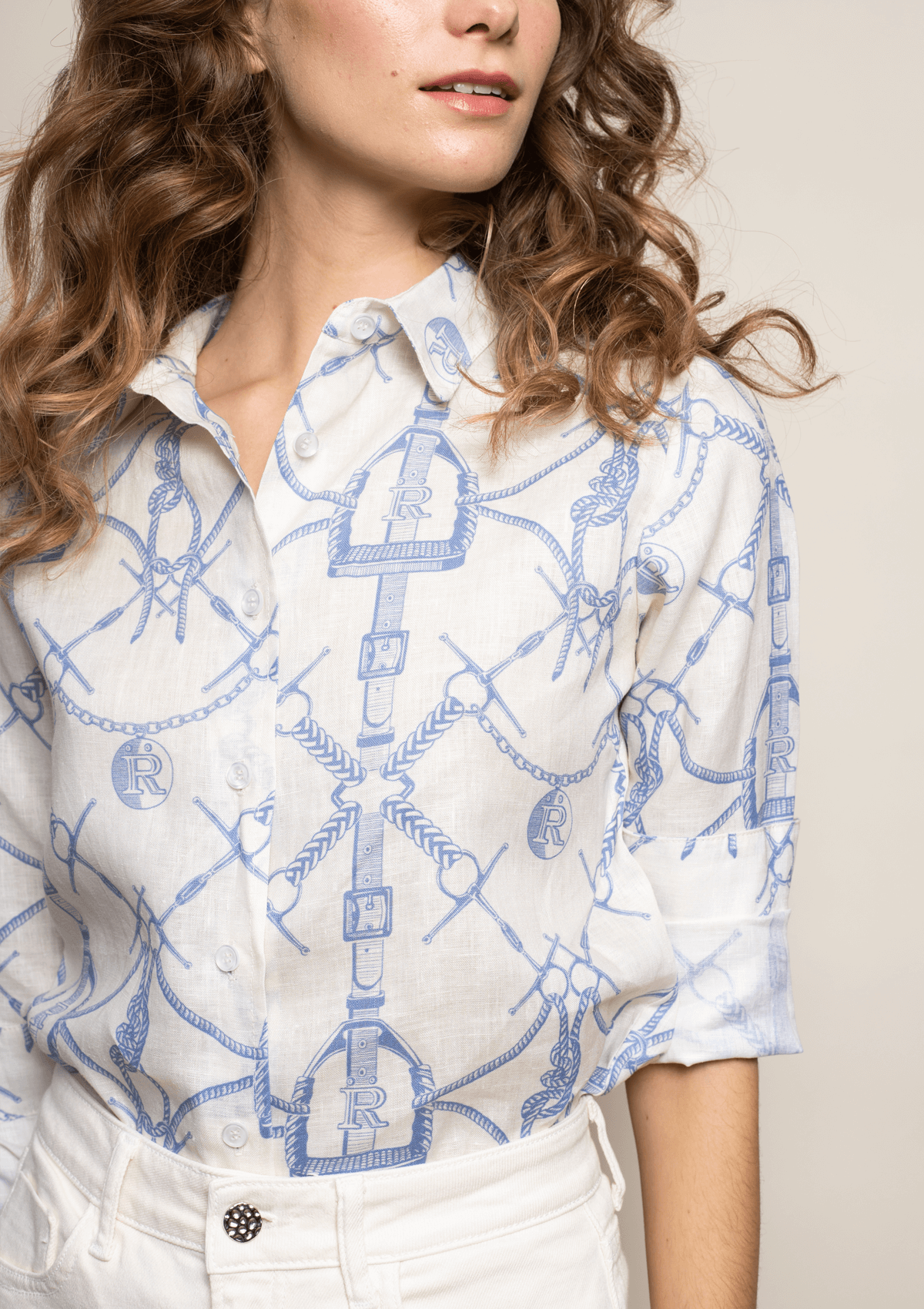 Rönner Basic Linen Shirt | Morsetti Print | Cielo - Rönner - Equiluxe Tack