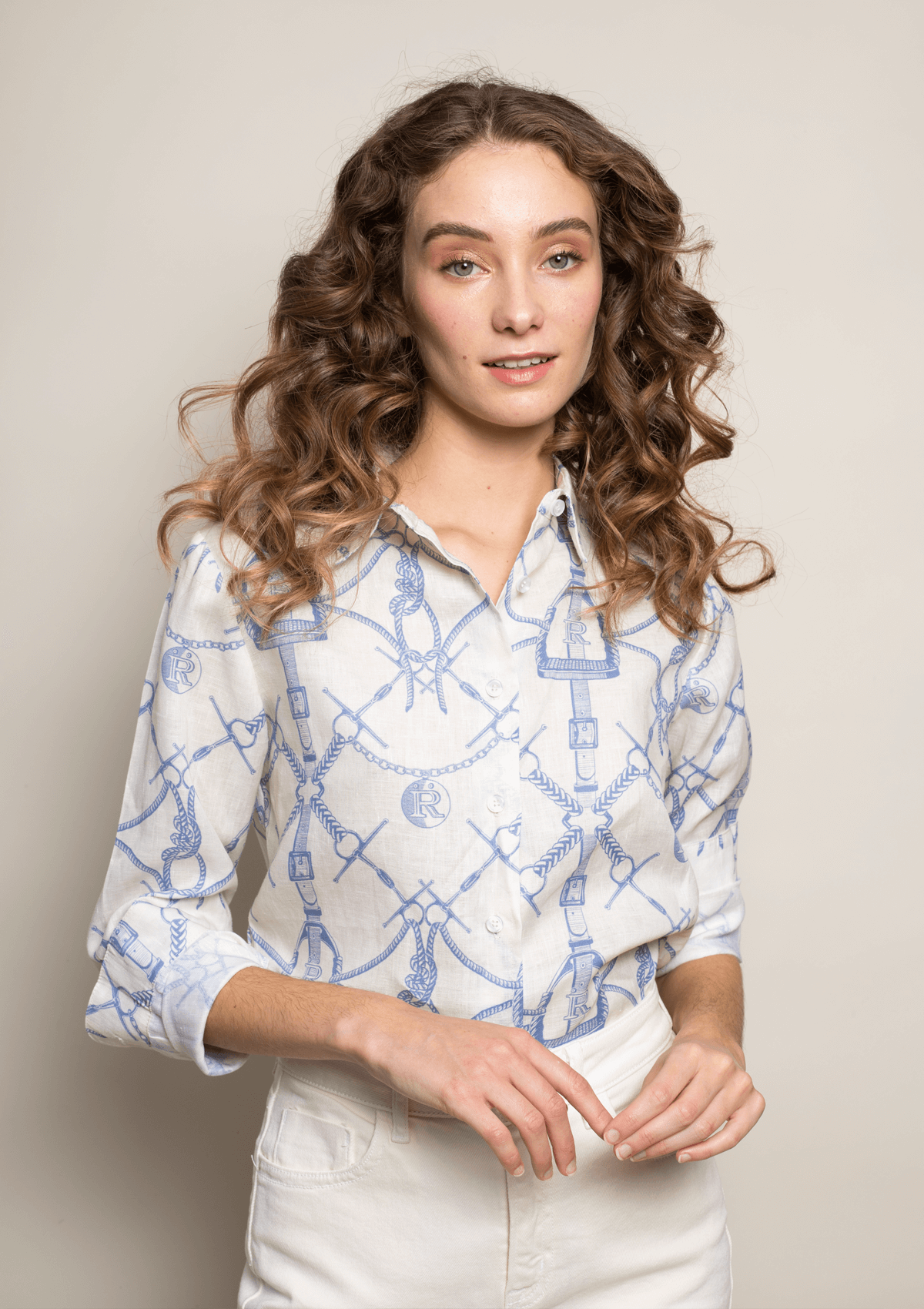 Rönner Basic Linen Shirt | Morsetti Print | Cielo - Rönner - Equiluxe Tack