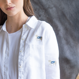 Rönner Sundown Linen Shirt | Long Sleeve | Embroidered | White