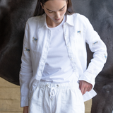 Rönner Sundown Linen Shirt | Long Sleeve | Embroidered | White