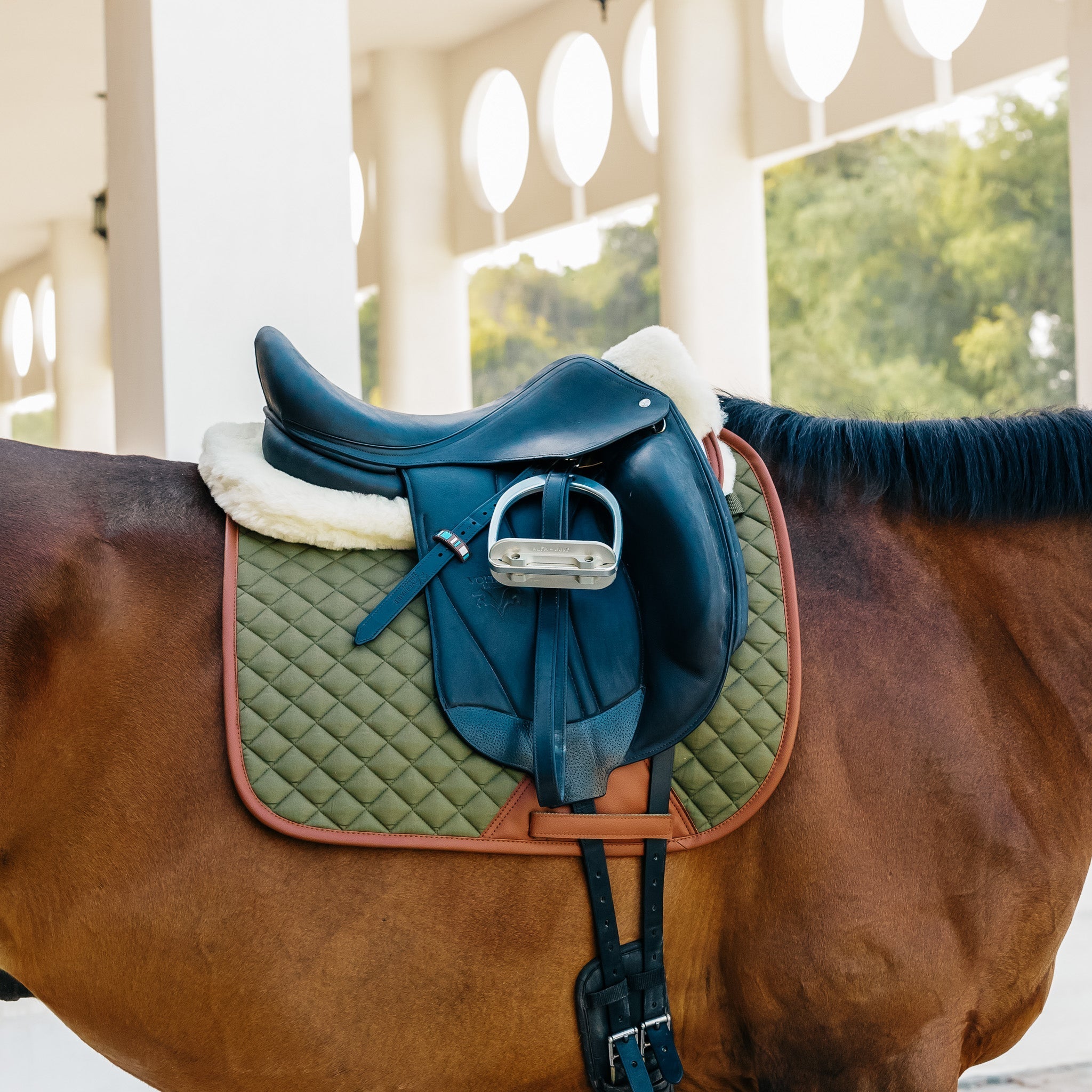 Sixteen Cypress Dressage Pad, Navy & Hickory - Sixteen Cypress - Equiluxe Tack