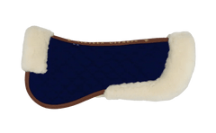 Sixteen Cypress Navy & Cognac Merino Wool Fleece Half Pad - Sixteen Cypress - Equiluxe Tack