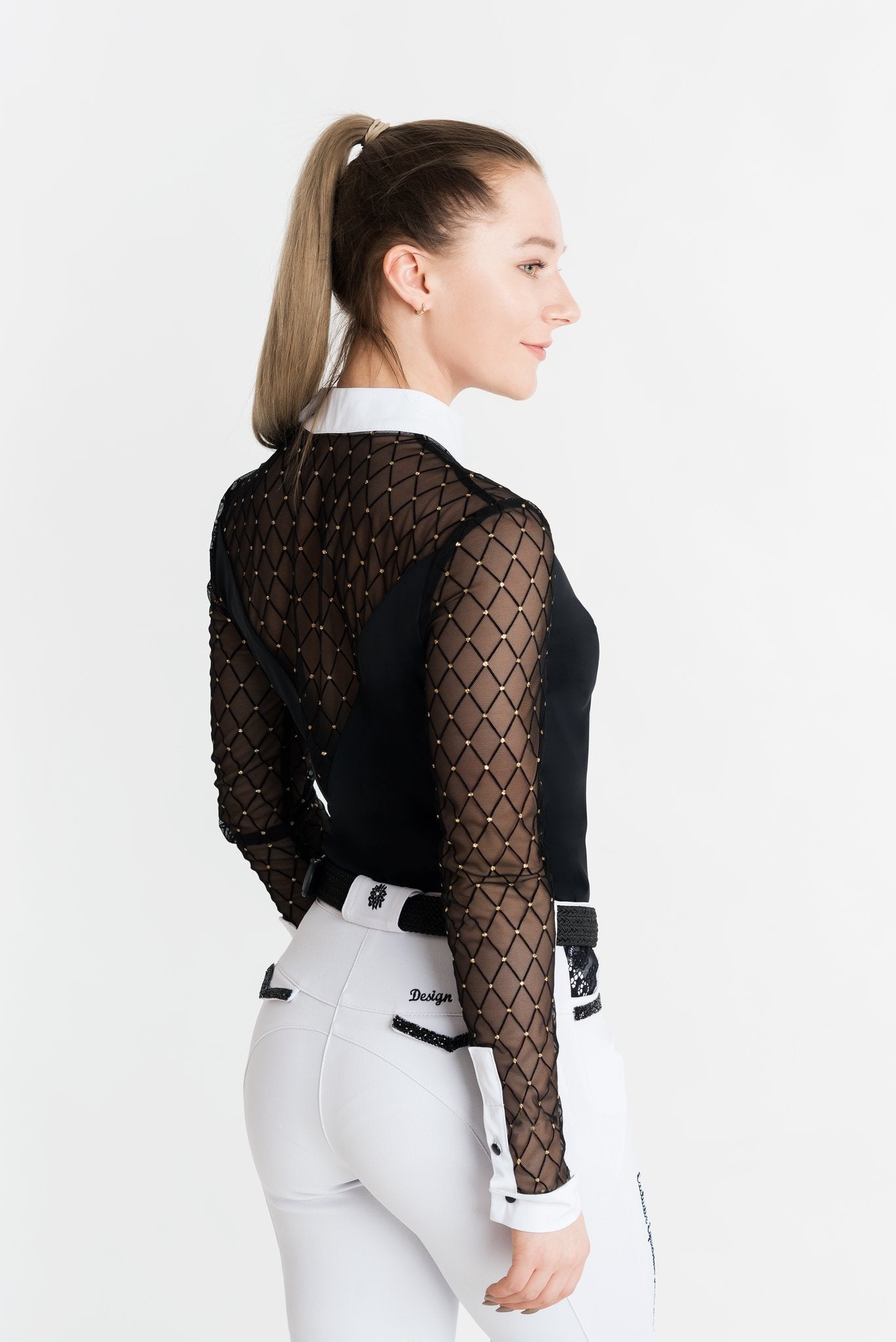 Women's Equestian Show Shirt Black CASHMIR Design By Dalia - Equiluxe Tack - Equiluxe Tack