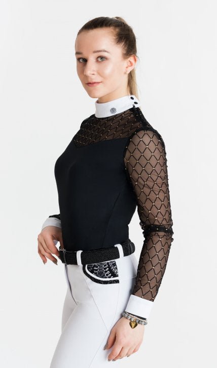 Women's Equestian Show Shirt Black CASHMIR Design By Dalia - Equiluxe Tack - Equiluxe Tack