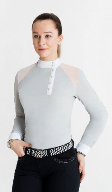 Women's Equestrian Shirt Grey ELYSSA Design By Dalia - Equiluxe Tack - Equiluxe Tack