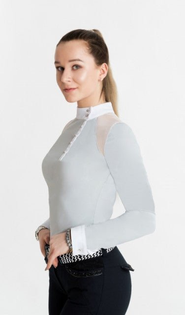 Women's Equestrian Shirt Grey ELYSSA Design By Dalia - Equiluxe Tack - Equiluxe Tack