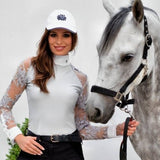 Women's Equestrian Shirt Grey GRACE Design By Dalia - Equiluxe Tack - Equiluxe Tack