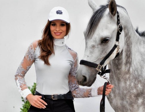 Women's Equestrian Shirt Grey GRACE Design By Dalia - Equiluxe Tack - Equiluxe Tack