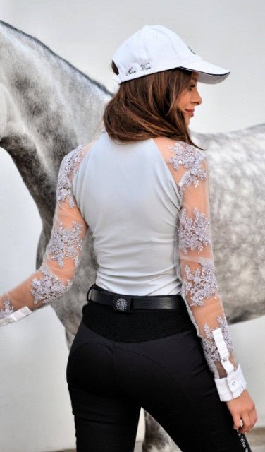 Women's Equestrian Shirt Grey GRACE Design By Dalia - Equiluxe Tack - Equiluxe Tack