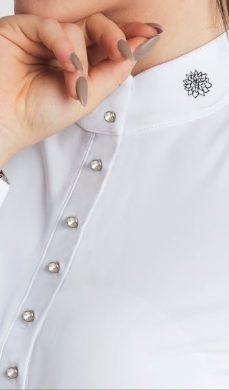 Women's Equestrian Shirt White CLAIRE Design By Dalia - Equiluxe Tack - Equiluxe Tack