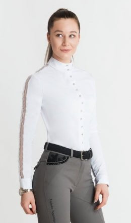 Women's Equestrian Shirt White CLAIRE Design By Dalia - Equiluxe Tack - Equiluxe Tack