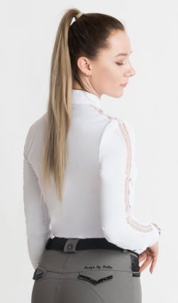 Women's Equestrian Shirt White CLAIRE Design By Dalia - Equiluxe Tack - Equiluxe Tack