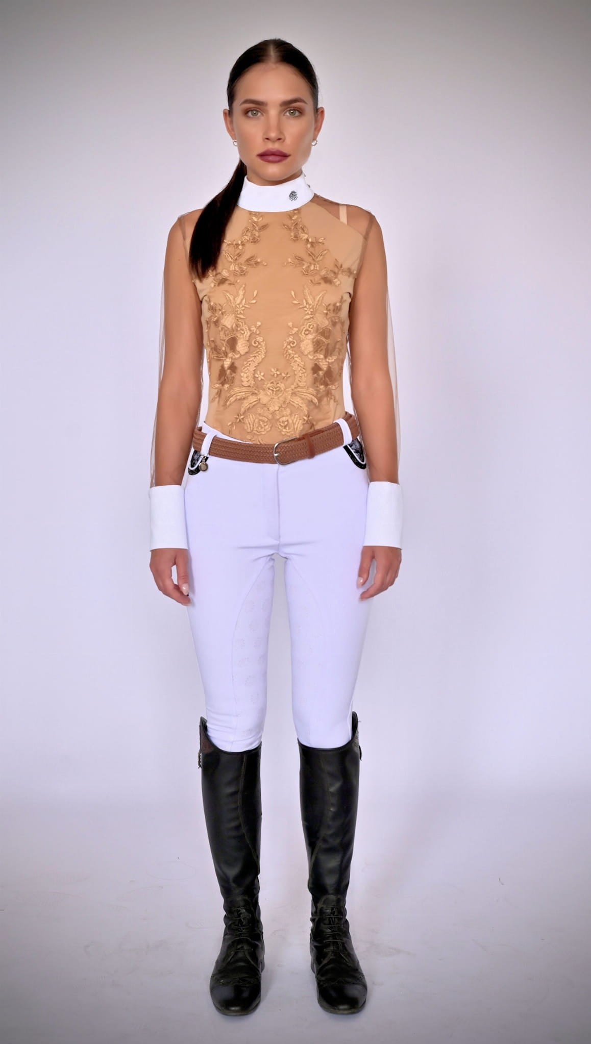 Women's Equestrian Show Shirt Beige DIANA Design By Dalia - Equiluxe Tack - Equiluxe Tack