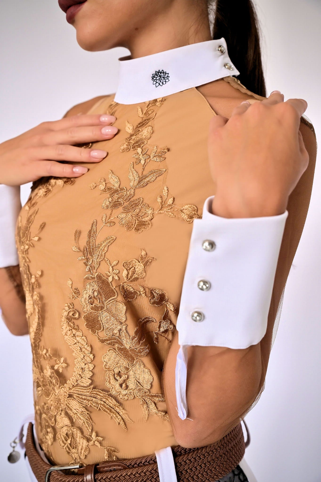 Women's Equestrian Show Shirt Beige DIANA Design By Dalia - Equiluxe Tack - Equiluxe Tack