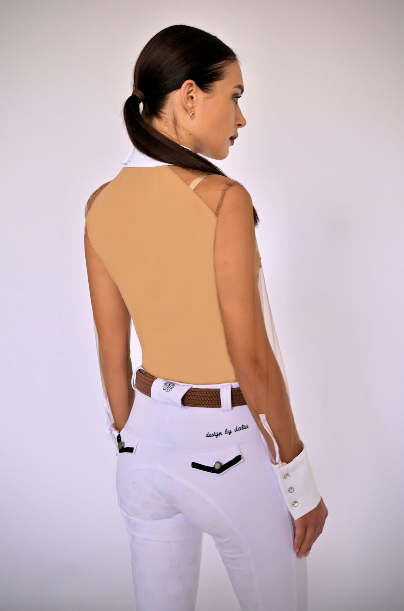 Women's Equestrian Show Shirt Beige DIANA Design By Dalia - Equiluxe Tack - Equiluxe Tack