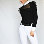 Women's Equestrian Show Shirt Black ANASTASIA Design By Dalia - Equiluxe Tack - Equiluxe Tack