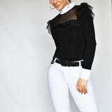 Women's Equestrian Show Shirt Black ANASTASIA Design By Dalia - Equiluxe Tack - Equiluxe Tack
