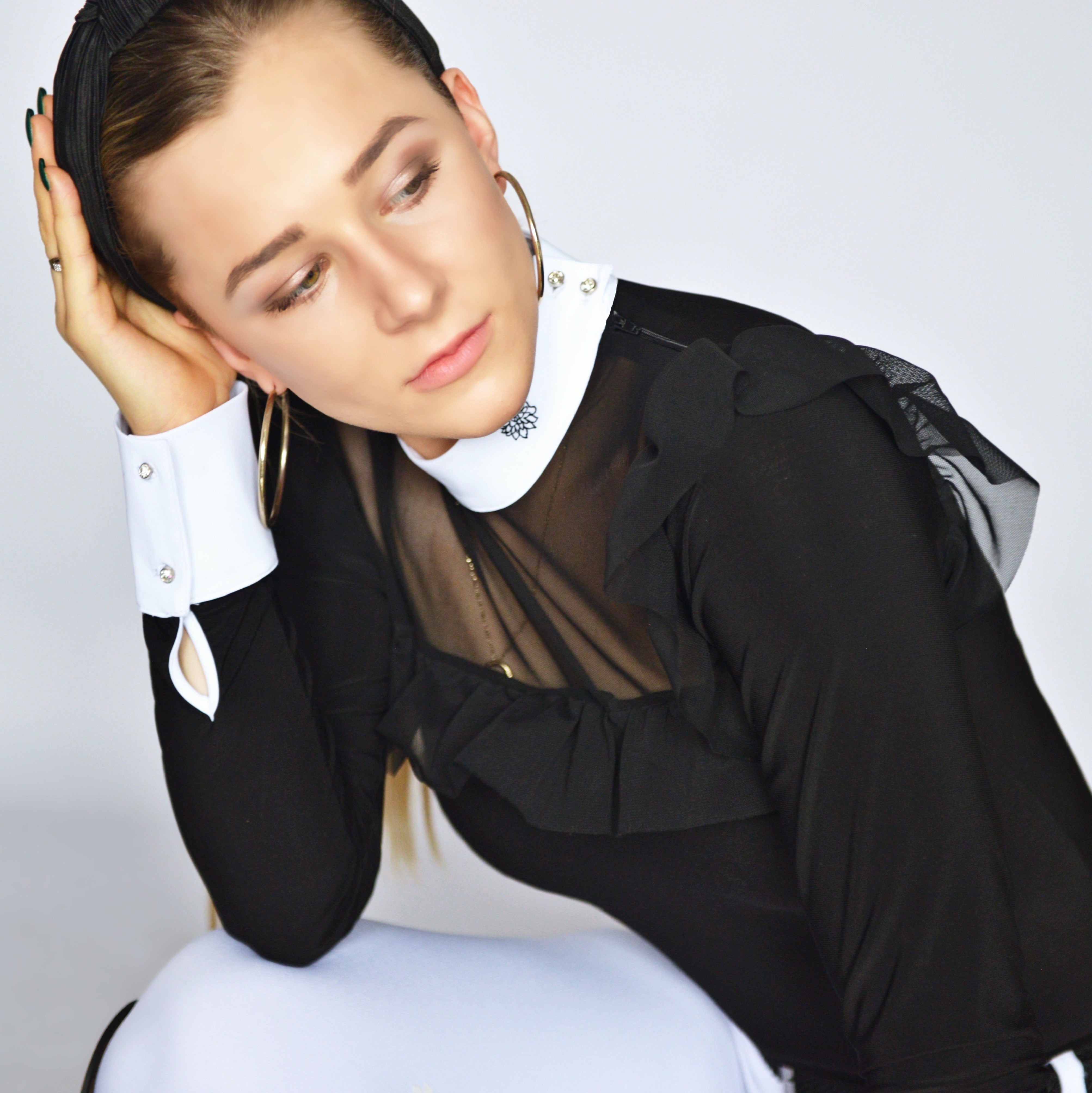 Women's Equestrian Show Shirt Black ANASTASIA Design By Dalia - Equiluxe Tack - Equiluxe Tack