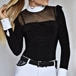 Women's Equestrian Show Shirt Black ANASTASIA Design By Dalia - Equiluxe Tack - Equiluxe Tack