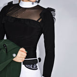 Women's Equestrian Show Shirt Black ANASTASIA Design By Dalia - Equiluxe Tack - Equiluxe Tack