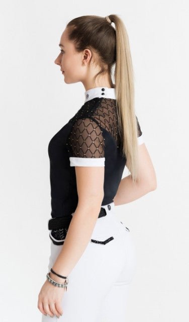 Women's Equestrian Show Shirt Black CASHMIR Design By Dalia - Equiluxe Tack - Equiluxe Tack