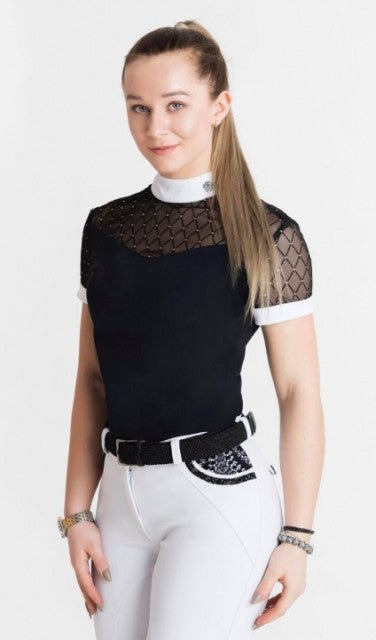 Women's Equestrian Show Shirt Black CASHMIR Design By Dalia - Equiluxe Tack - Equiluxe Tack
