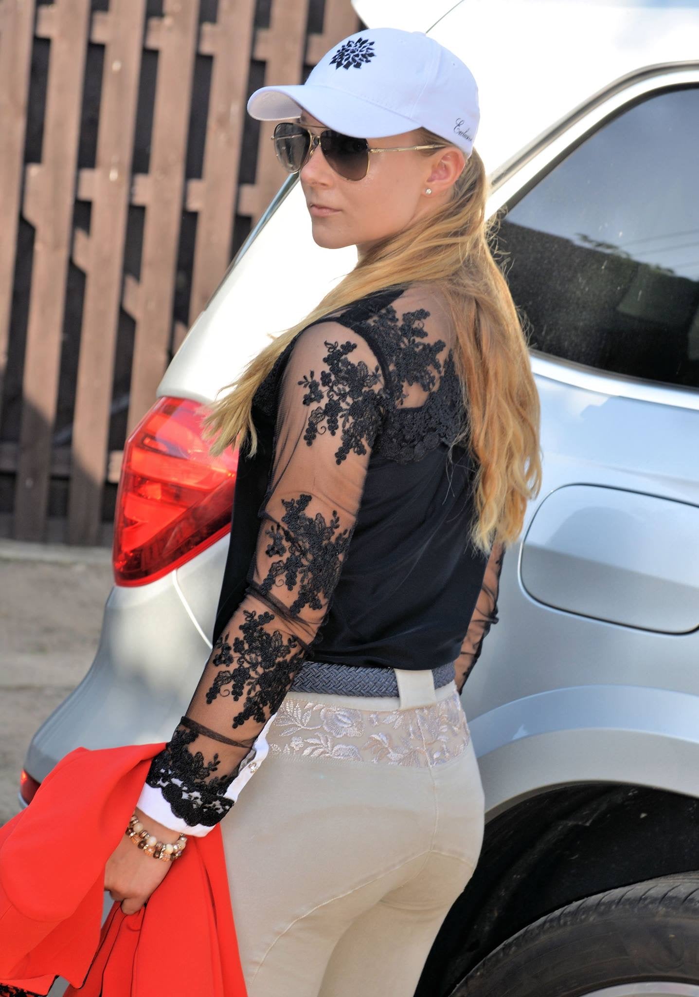 Women's Equestrian Show Shirt Black DAISY Design By Dalia - Equiluxe Tack - Equiluxe Tack