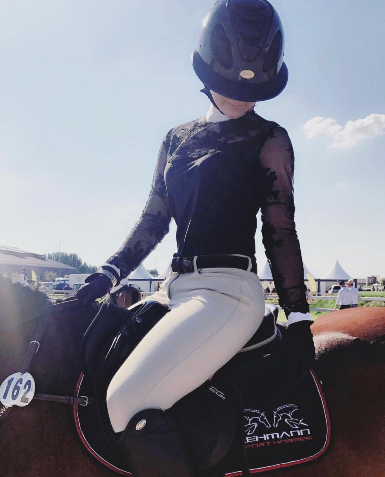 Women's Equestrian Show Shirt Black DAISY Design By Dalia - Equiluxe Tack - Equiluxe Tack