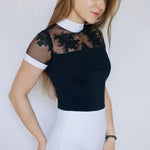 Women's Equestrian Show Shirt Black LUCY Design By Dalia - Equiluxe Tack - Equiluxe Tack