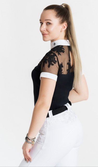 Women's Equestrian Show Shirt Black LUCY Design By Dalia - Equiluxe Tack - Equiluxe Tack