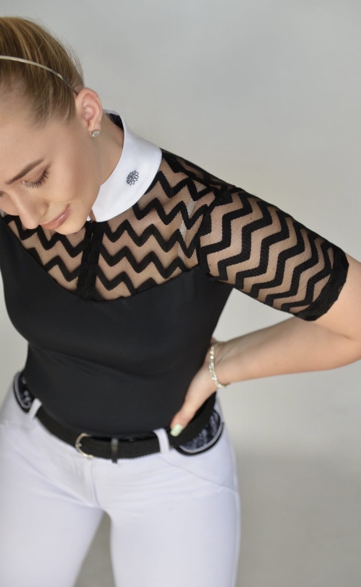 Women's Equestrian Show Shirt Black SAMAYA Design By Dalia - Equiluxe Tack - Equiluxe Tack