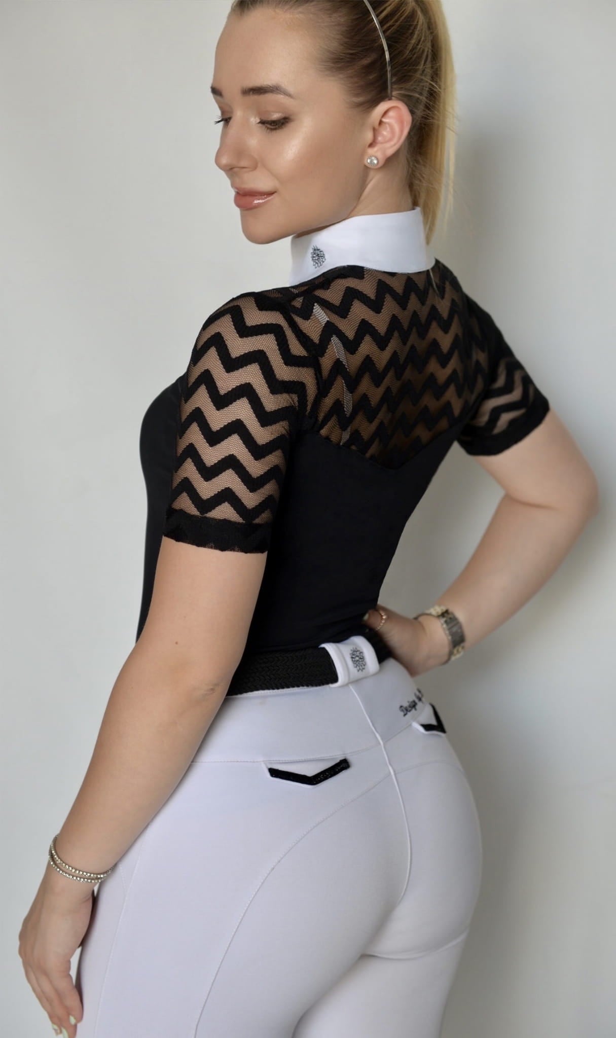 Women's Equestrian Show Shirt Black SAMAYA Design By Dalia - Equiluxe Tack - Equiluxe Tack