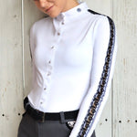 Women's Equestrian Show Shirt B&W CLAIRE Design By Dalia - Equiluxe Tack - Equiluxe Tack