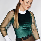 Women's Equestrian Show Shirt Green EMERALD Design By Dalia - Equiluxe Tack - Equiluxe Tack