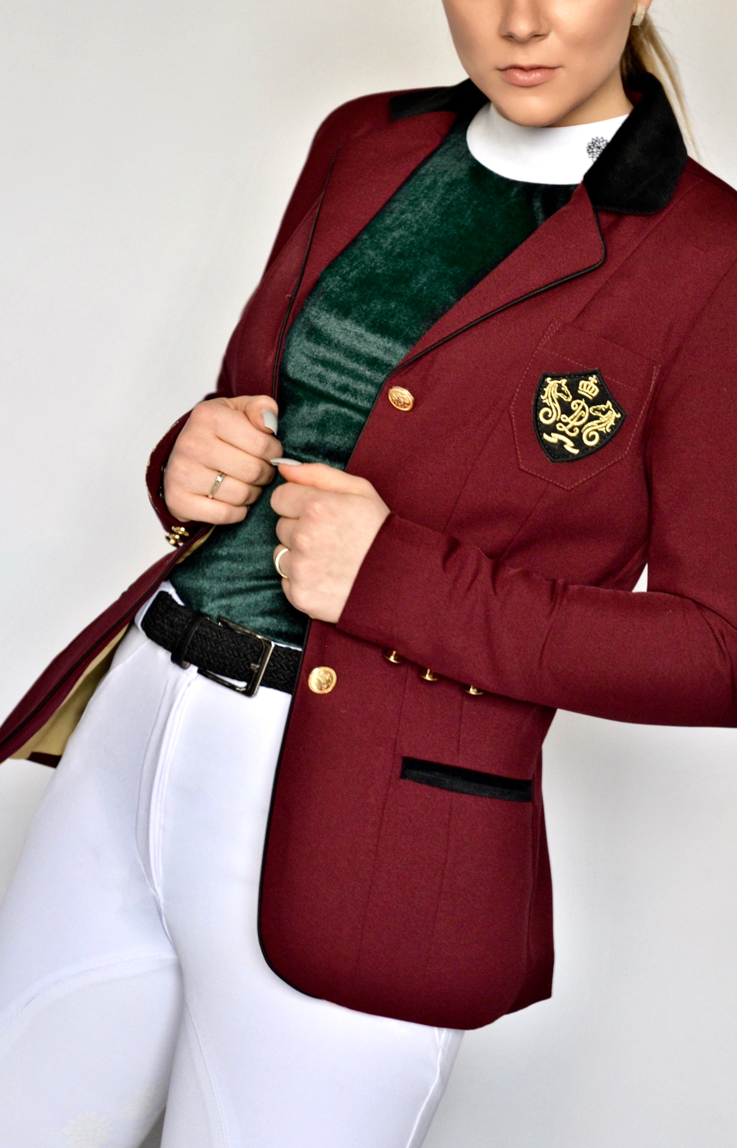 Women's Equestrian Show Shirt Green EMERALD Design By Dalia - Equiluxe Tack - Equiluxe Tack