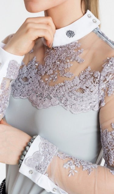 Women's Equestrian Show Shirt Grey DAISY Design By Dalia - Equiluxe Tack - Equiluxe Tack