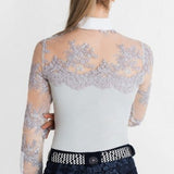 Women's Equestrian Show Shirt Grey DAISY Design By Dalia - Equiluxe Tack - Equiluxe Tack