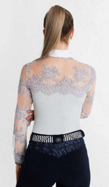 Women's Equestrian Show Shirt Grey DAISY Design By Dalia - Equiluxe Tack - Equiluxe Tack