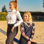 Women's Equestrian Show Shirt Navy Blue DAISY Design By Dalia - Equiluxe Tack - Equiluxe Tack