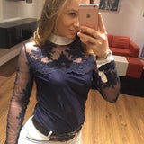 Women's Equestrian Show Shirt Navy Blue DAISY Design By Dalia - Equiluxe Tack - Equiluxe Tack