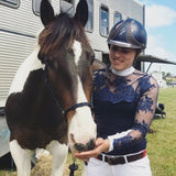 Women's Equestrian Show Shirt Navy Blue DAISY Design By Dalia - Equiluxe Tack - Equiluxe Tack