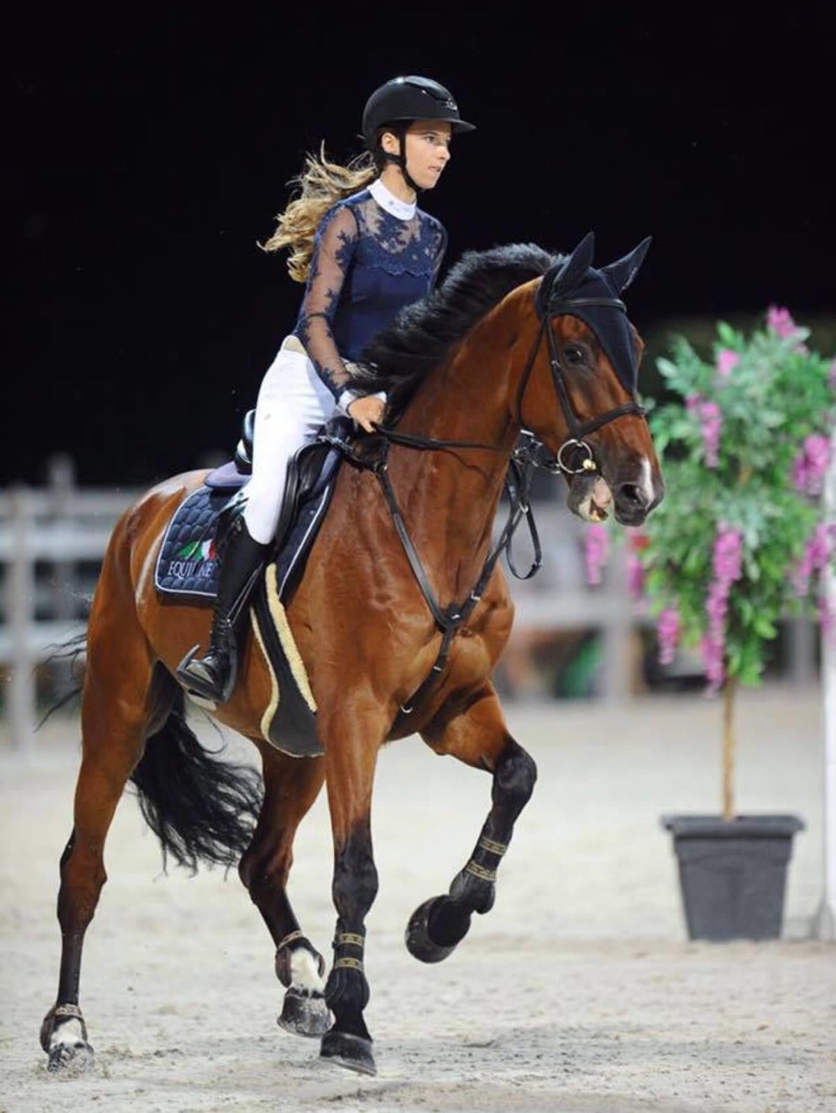 Women's Equestrian Show Shirt Navy Blue DAISY Design By Dalia - Equiluxe Tack - Equiluxe Tack