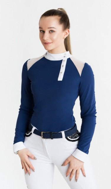 Women's Equestrian Show Shirt Navy ELYSSA Design By Dalia - Equiluxe Tack - Equiluxe Tack