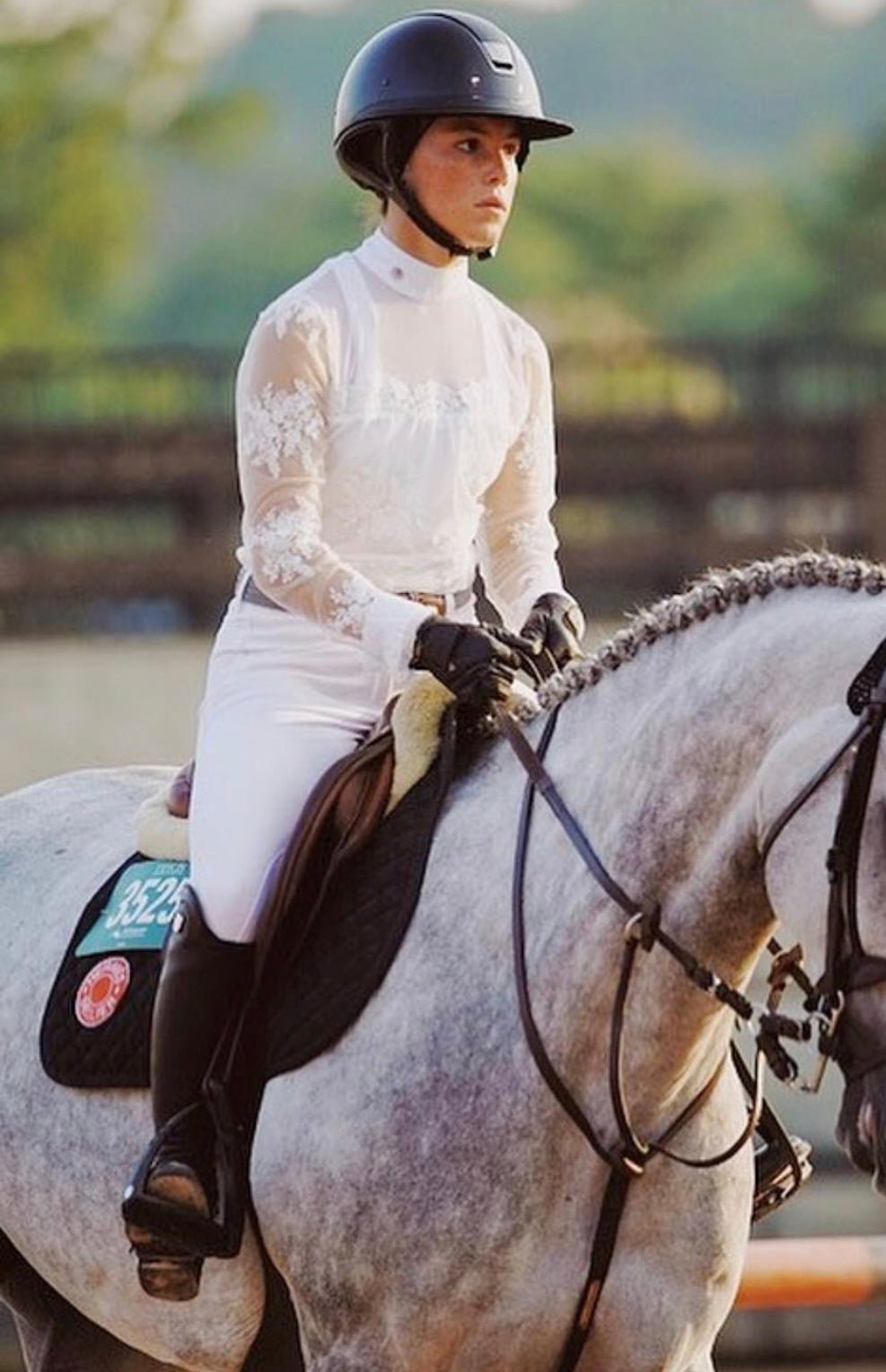 Women's Equestrian Show Shirt White CHLOE Design By Dalia - Equiluxe Tack - Equiluxe Tack