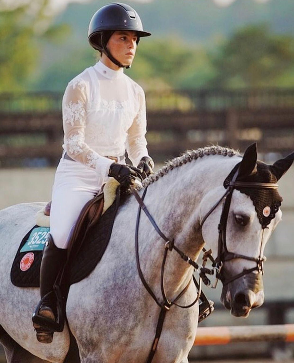 Women's Equestrian Show Shirt White CHLOE Design By Dalia - Equiluxe Tack - Equiluxe Tack