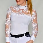 Women's Equestrian Show Shirt White DAISY Design By Dalia - Equiluxe Tack - Equiluxe Tack